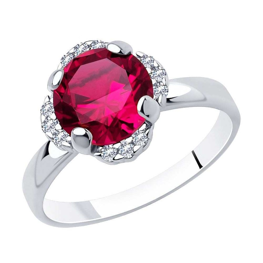 Ringe SOKOLOV Jewelry | Silber Ring Mit Rubin Und Zirkonia, Pink