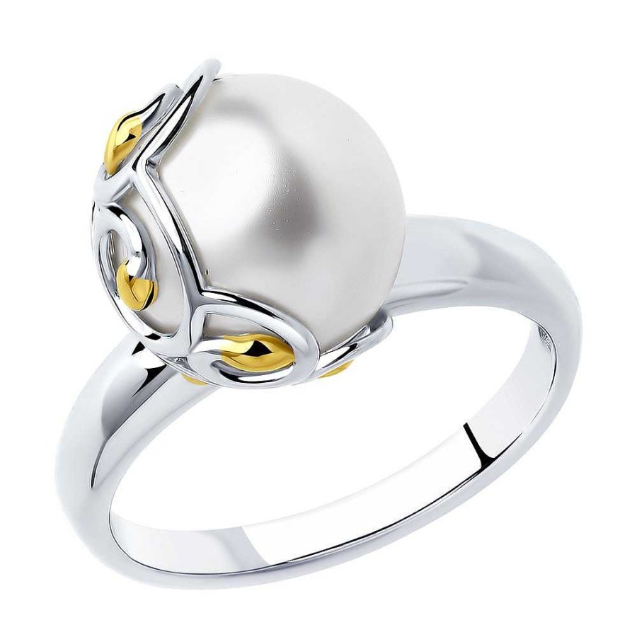 Ringe SOKOLOV Jewelry | Silber Ring Vergoldet Mit Perle, Wei