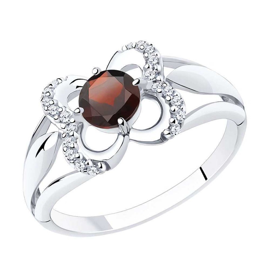 Ringe SOKOLOV Jewelry | Silber Ring Mit Granat Und Zirkonia, Rot