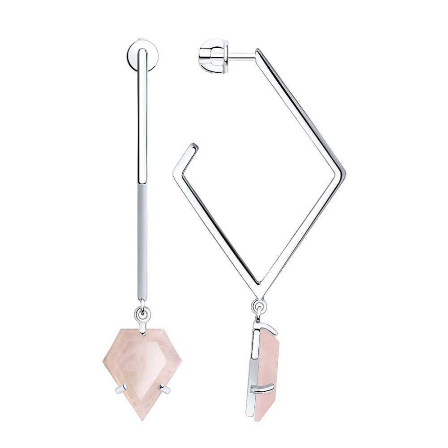 Ohrringe SOKOLOV Jewelry | Silber Ohrstecker Mit Quarz, Rosa