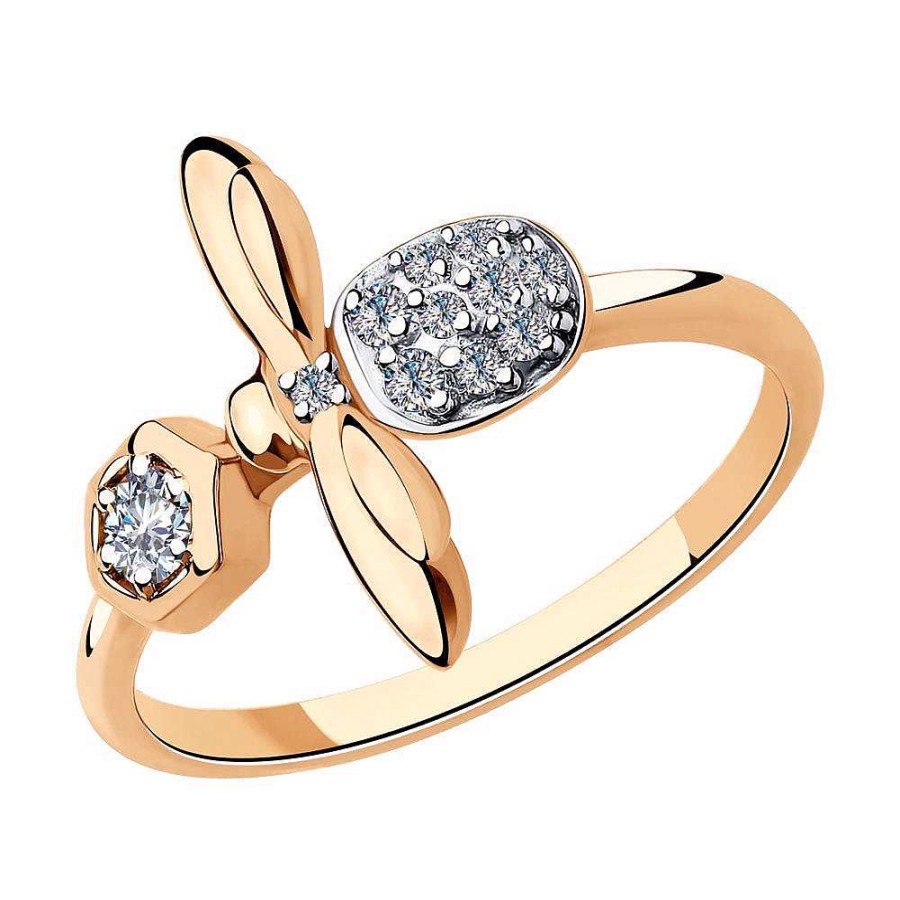 Ringe SOKOLOV Jewelry | Silber Ring Vergoldet Mit Swarovski Zirkonia, Wei