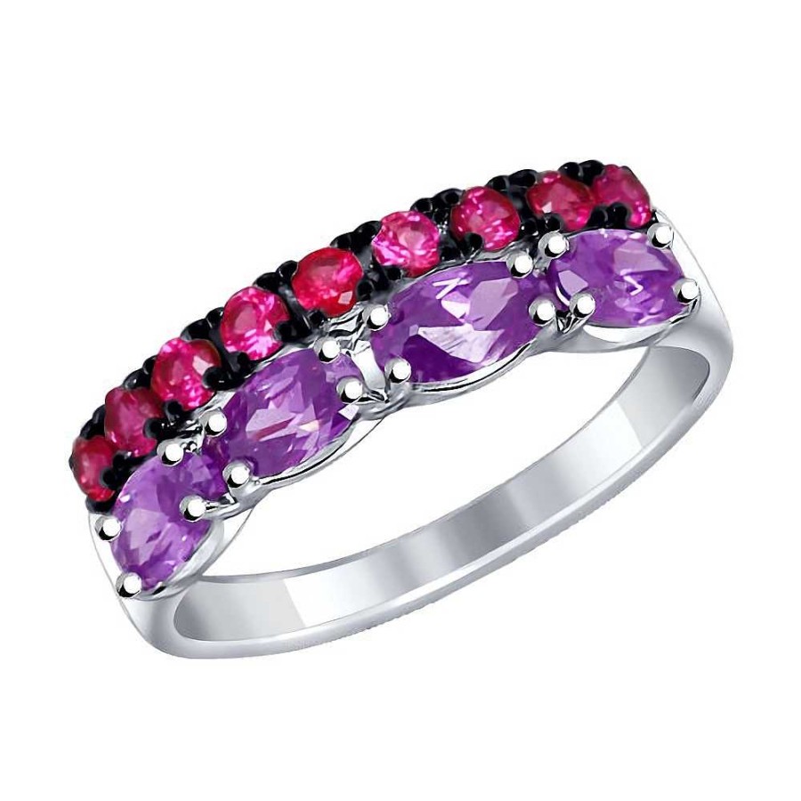 Ringe SOKOLOV Jewelry | Silber Ring Mit Amethyst Und Zirkonia, Violett