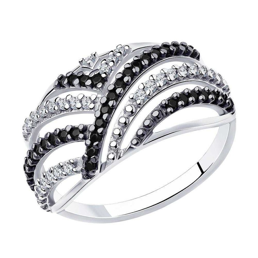 Ringe SOKOLOV Jewelry | Silber Ring Mit Zirkonia, Schwarz/Wei