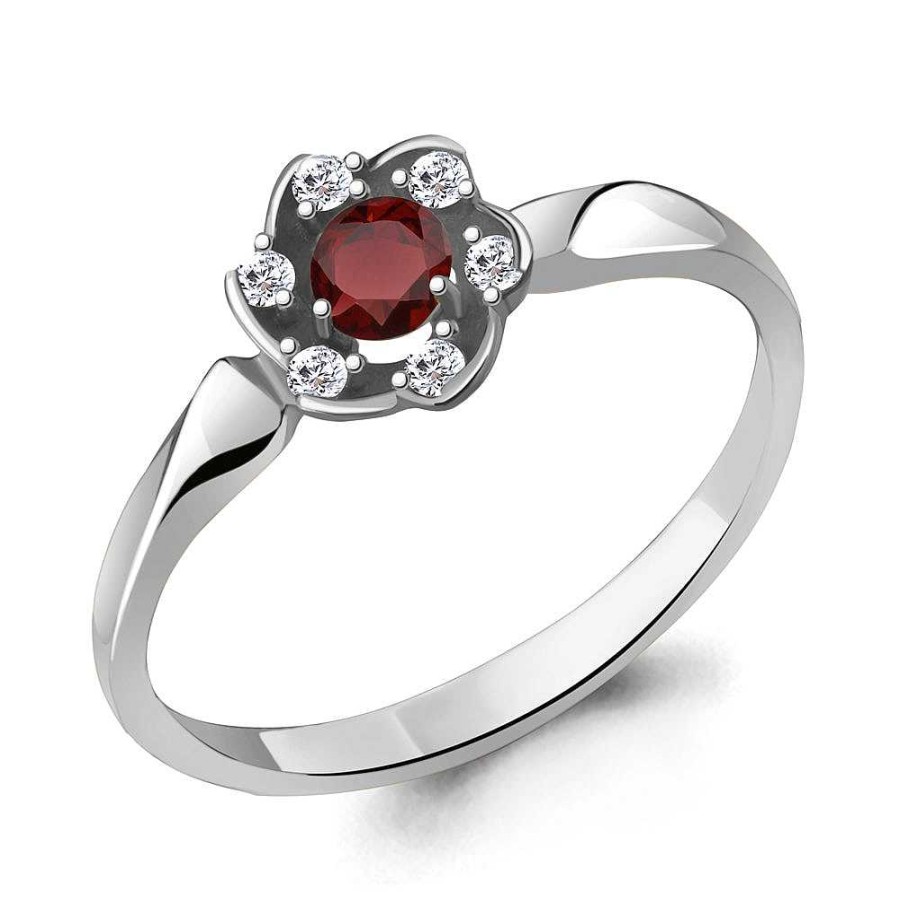 Ringe AQUAMARINE Jewelry | Silber Ring Mit Granat Und Zirkonia, Rot