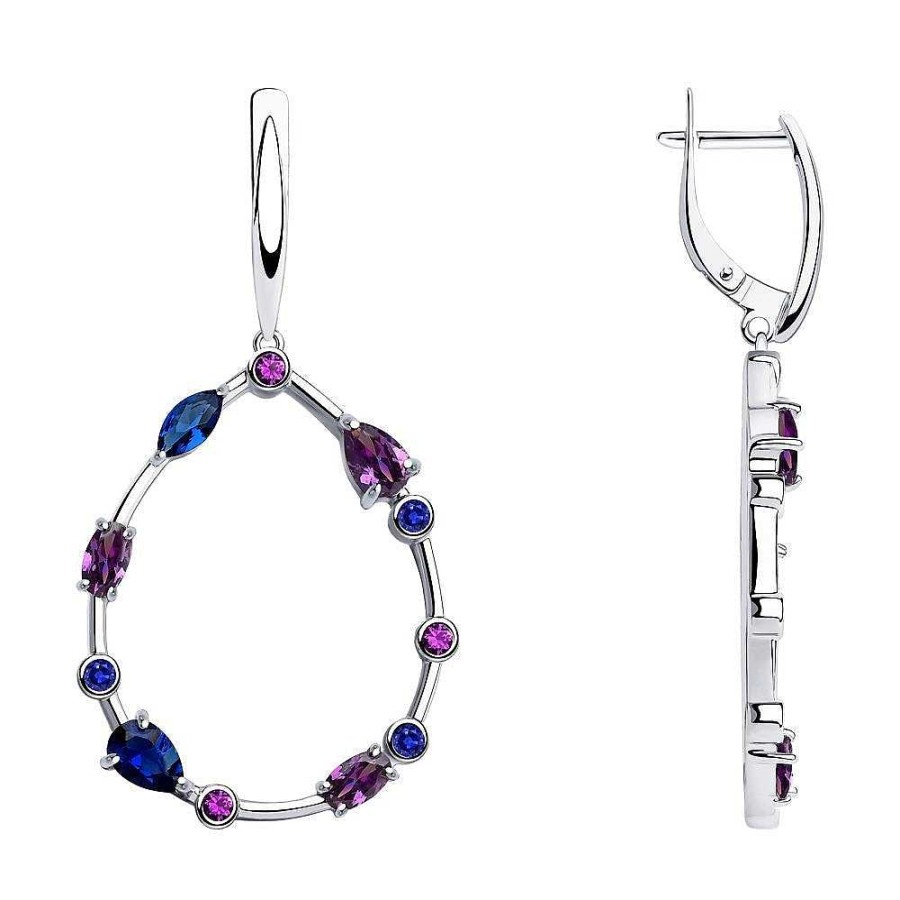 Ohrringe SOKOLOV Jewelry | Silber Ohrh Nger Mit Zirkonia, Violett/Blau