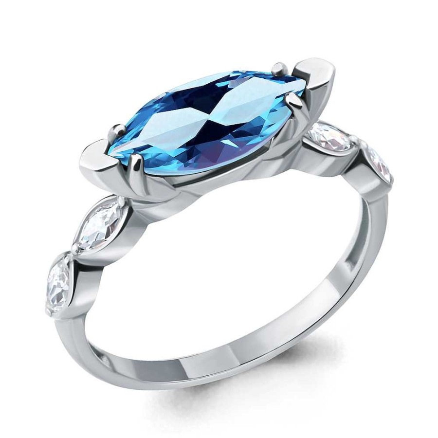 Ringe AQUAMARINE Jewelry | Silber Ring Mit Topas Und Zirkonia, Blau