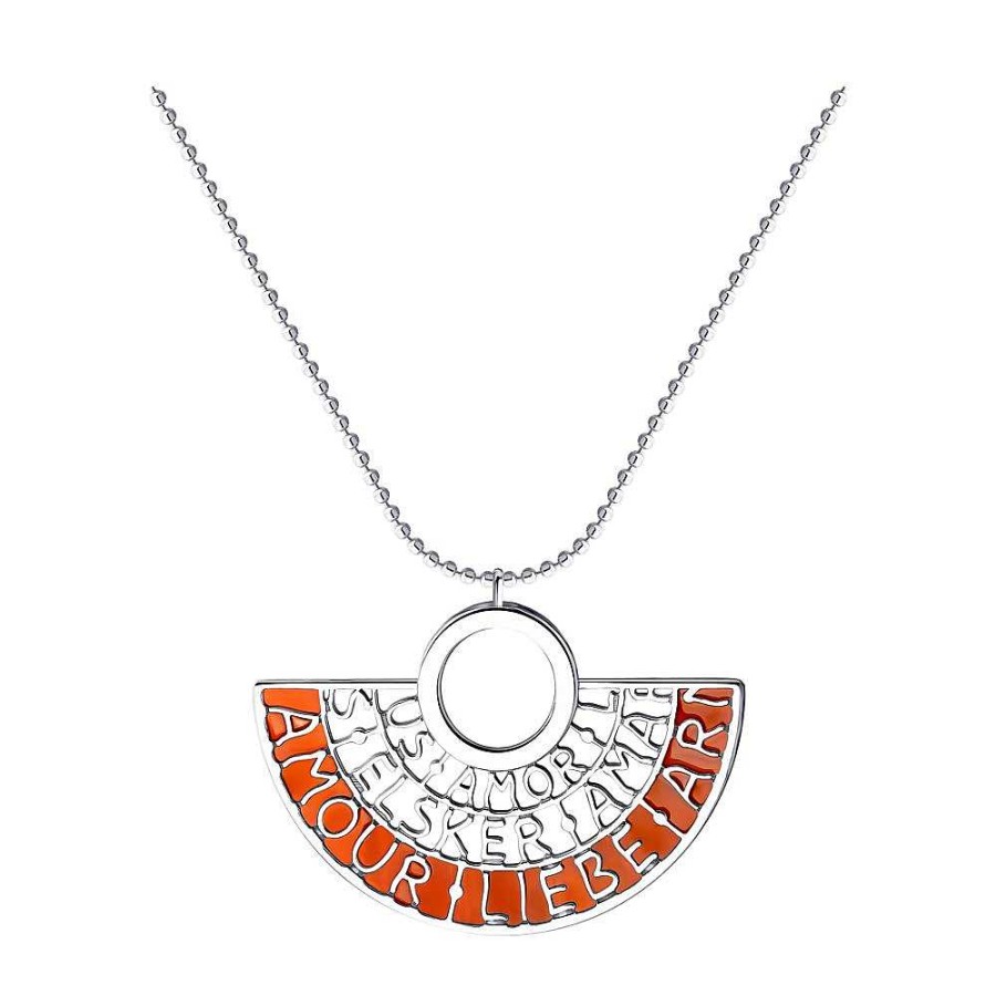 Halsketten SOKOLOV Jewelry | Silber Halskette Mit Anh Nger Mit Emaille, Orange