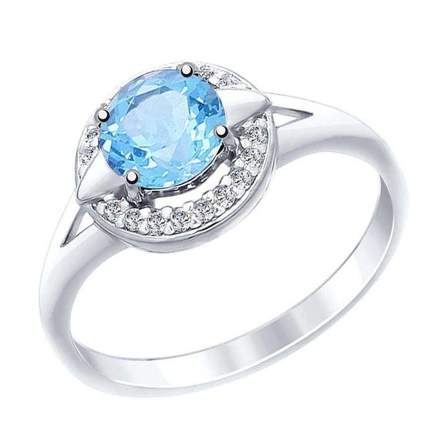 Ringe SOKOLOV Jewelry | Silber Ring Mit Topas Und Zirkonia, Blau