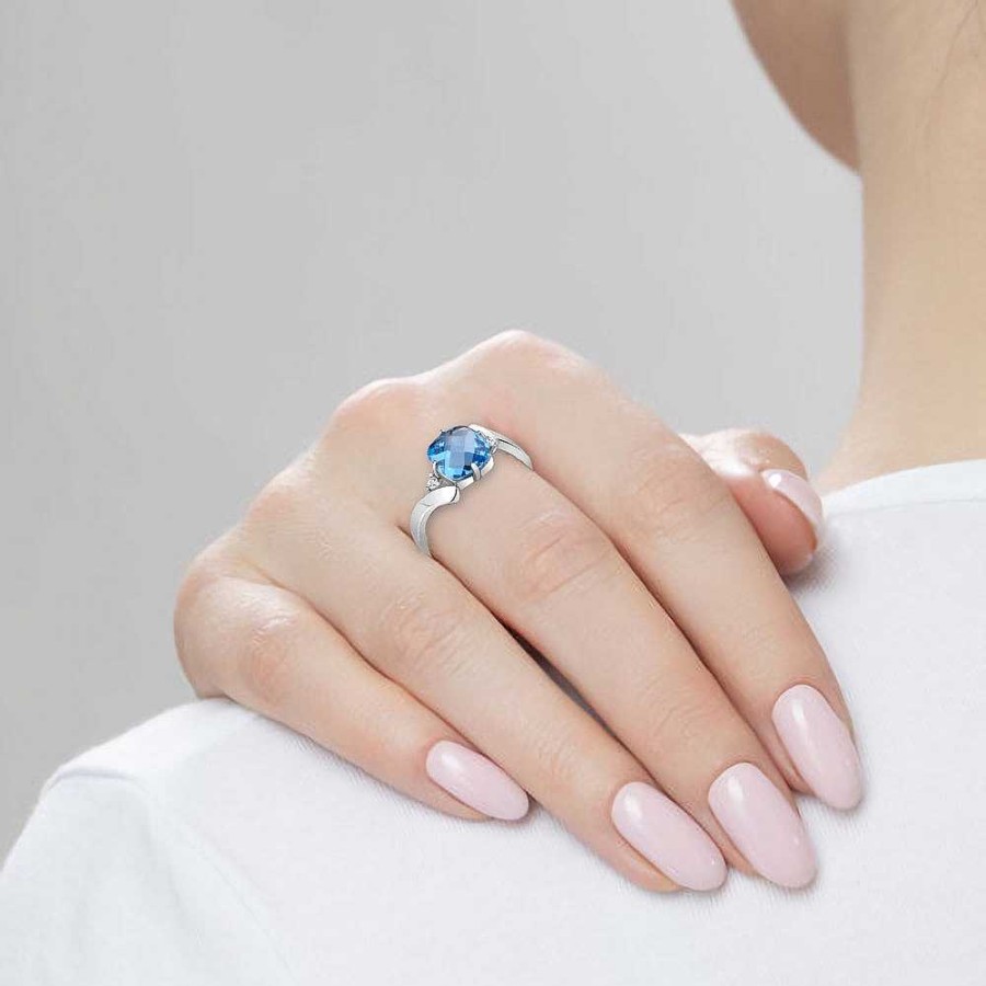 Ringe AQUAMARINE Jewelry | Silber Ring Mit Topas Und Zirkonia, Blau