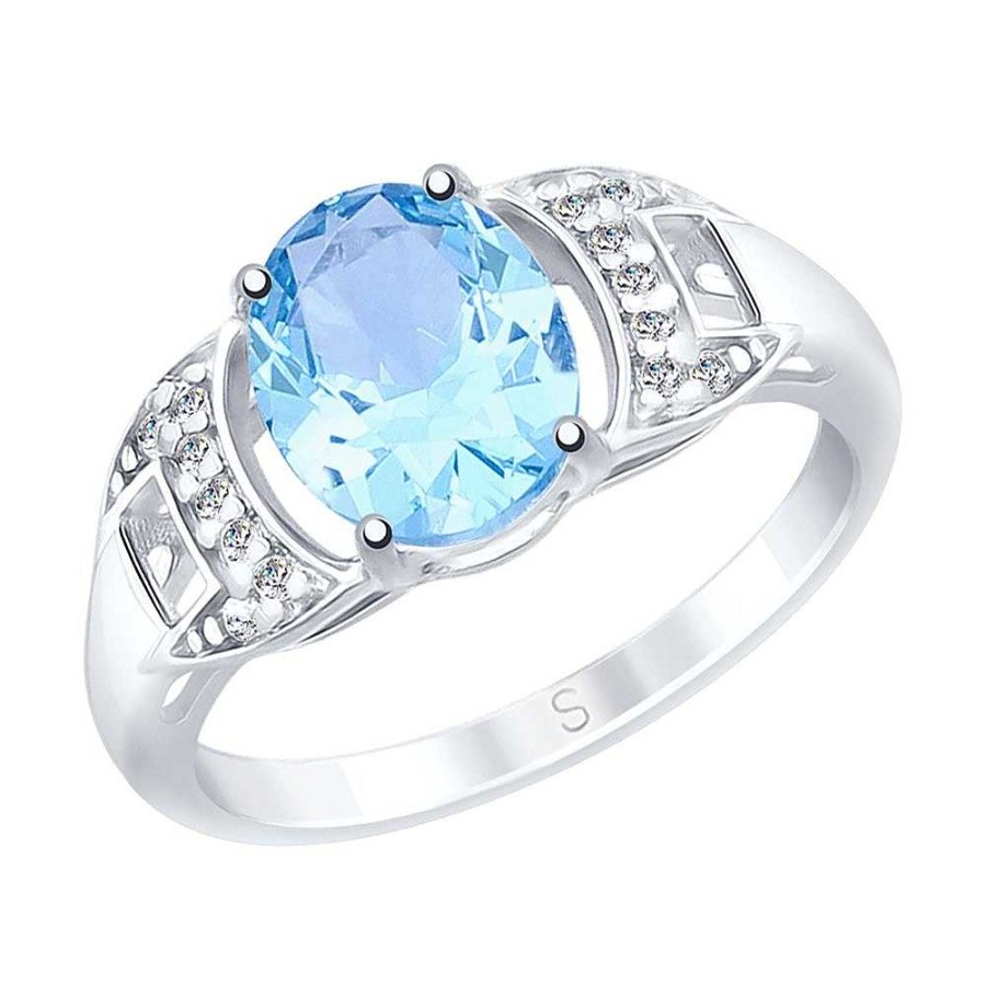 Ringe SOKOLOV Jewelry | Silber Ring Mit Topas Und Zirkonia, Blau