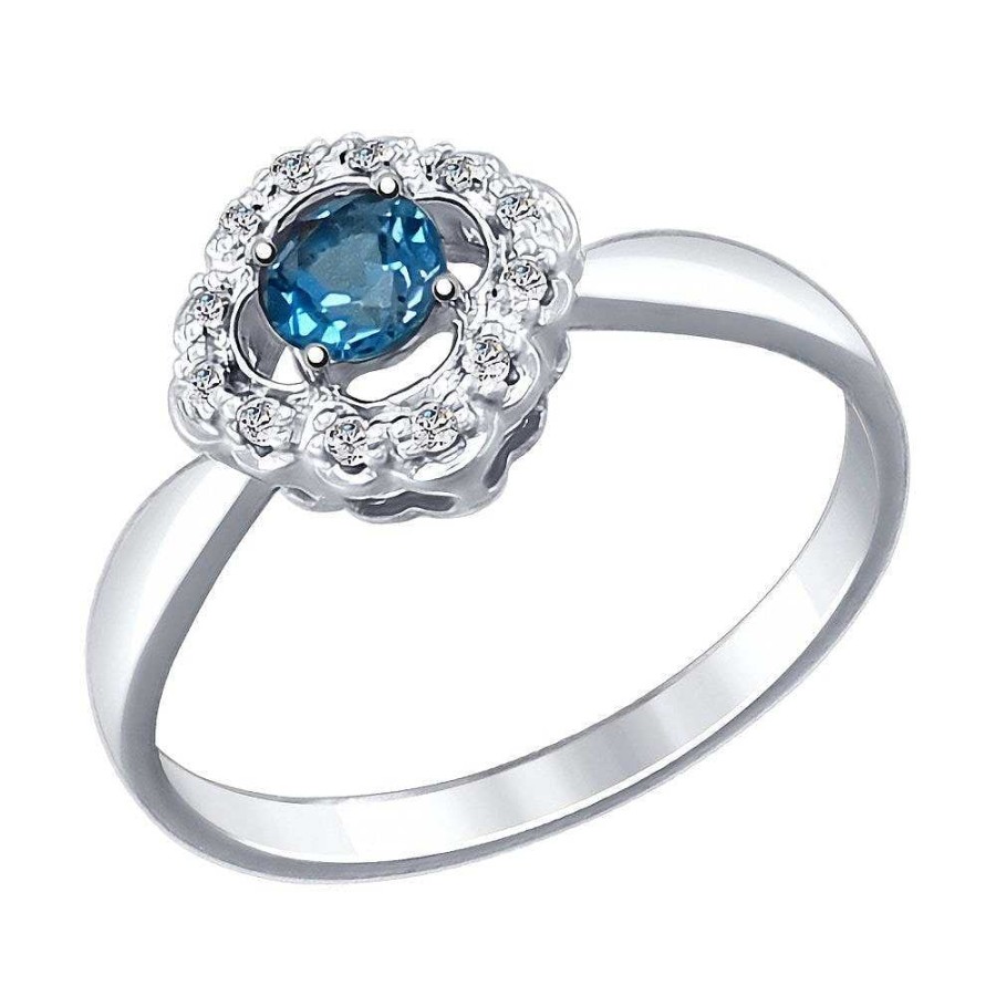 Ringe SOKOLOV Jewelry | Silber Ring Mit London Blue Topas Und Zirkonia, Blau