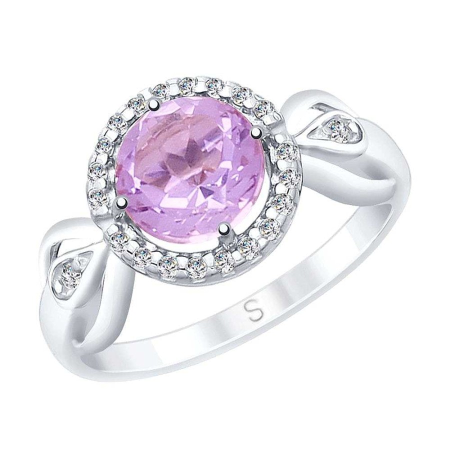 Ringe SOKOLOV Jewelry | Silber Ring Mit Amethyst Und Zirkonia, Violett