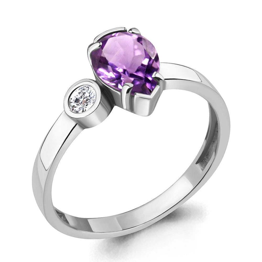 Ringe AQUAMARINE Jewelry | Silber Ring Mit Amethyst Und Zirkonia, Violett