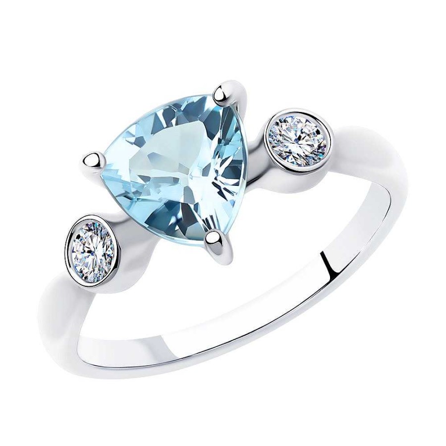 Ringe SOKOLOV Jewelry | Silber Ring Mit Topas Und Zirkonia, Blau