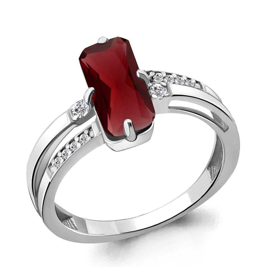 Ringe AQUAMARINE Jewelry | Silber Ring Mit Granat Und Zirkonia, Rot