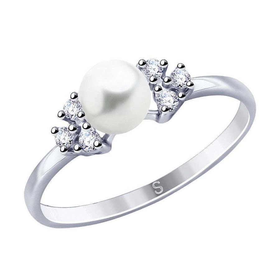 Ringe SOKOLOV Jewelry | Silber Ring Mit Perle Und Zirkonia, Wei