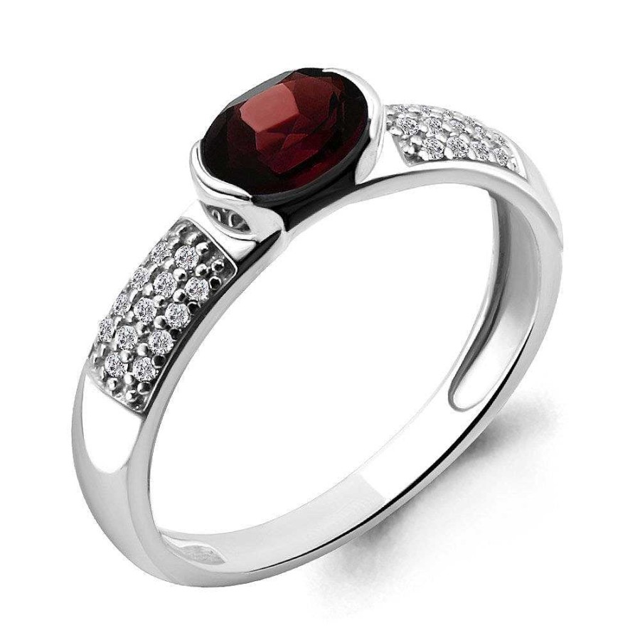 Ringe AQUAMARINE Jewelry | Silber Ring Mit Granat Und Zirkonia, Rot