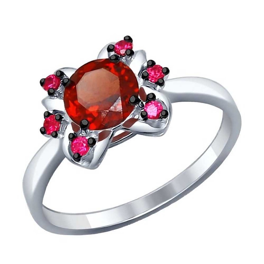 Ringe SOKOLOV Jewelry | Silber Ring Mit Granat Und Zirkonia, Rot