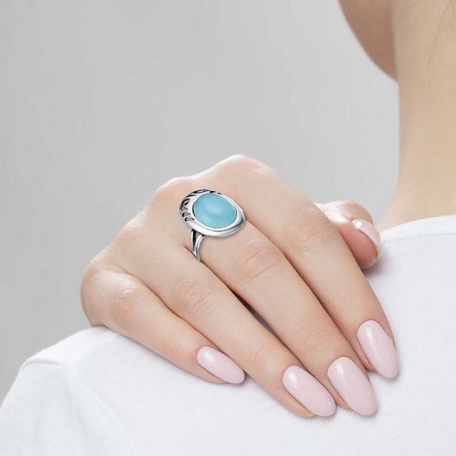 Ringe Krasnaya Presnya | Silber Ring Mit Chalcedon, Blau