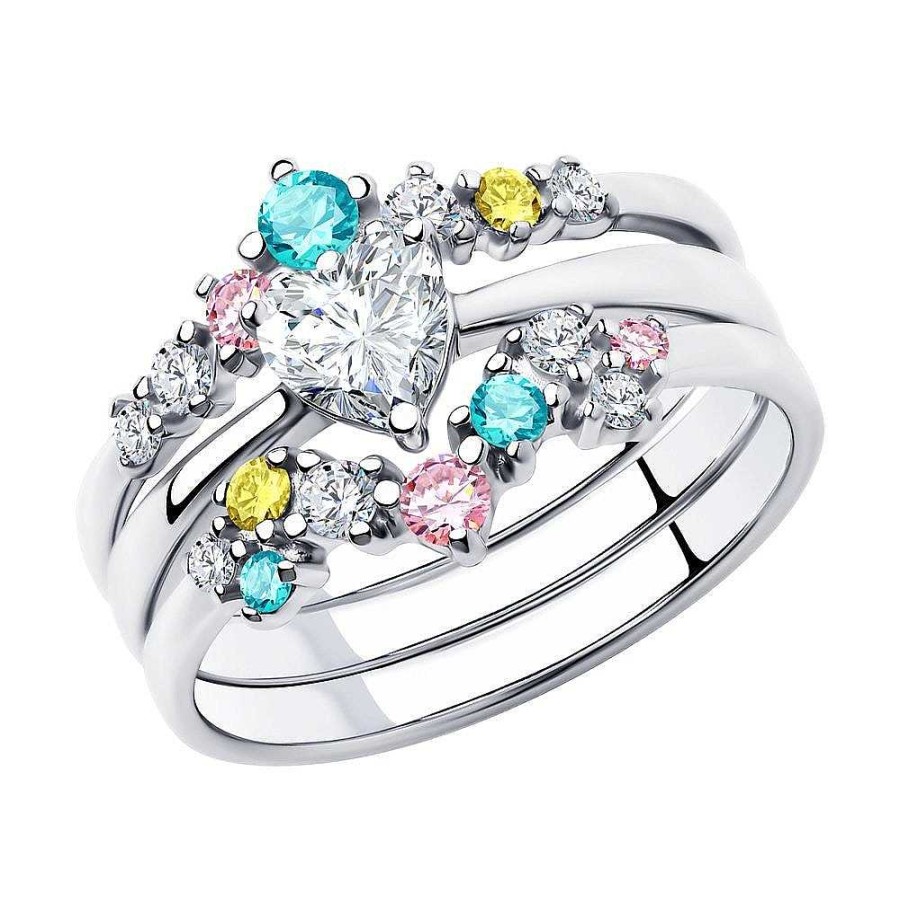 Ringe SOKOLOV Jewelry | Silber Ring 3Er Set Mit Zirkonia, Multicolor