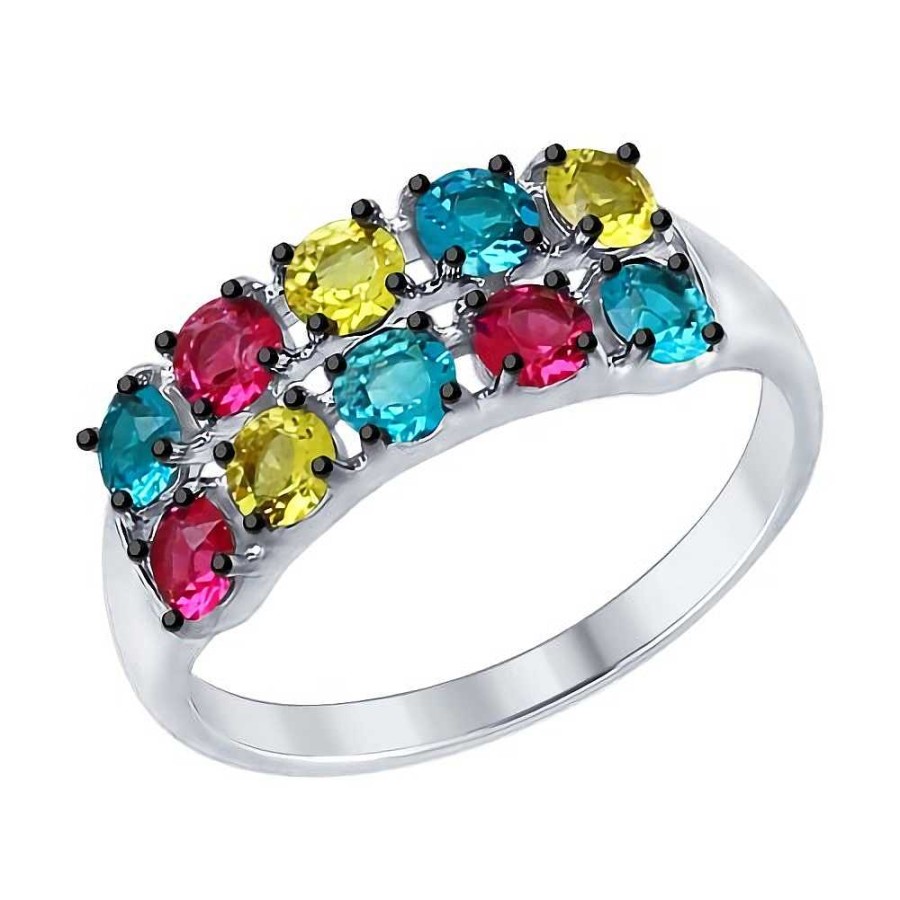 Ringe SOKOLOV Jewelry | Silber Ring Mit Swarovski Kristall, Multicolor