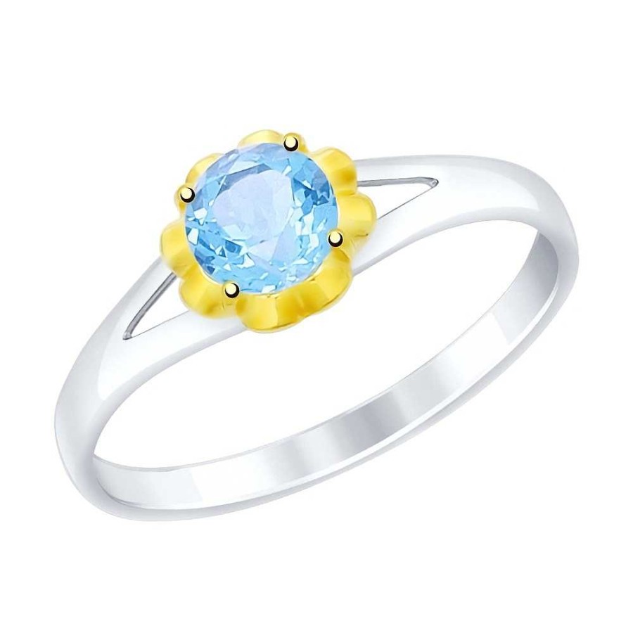 Ringe SOKOLOV Jewelry | Silber Ring Vergoldet Mit Topas, Blau