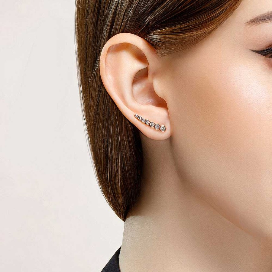 Ohrringe SOKOLOV Jewelry | Silber Ear Cuffs Vergoldet Mit Zirkonia, Wei