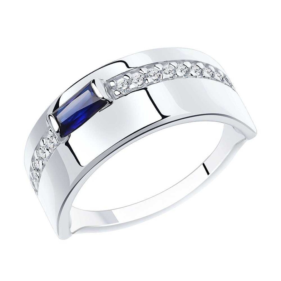 Ringe SOKOLOV Jewelry | Silber Ring Mit Saphir Und Zirkonia, Blau