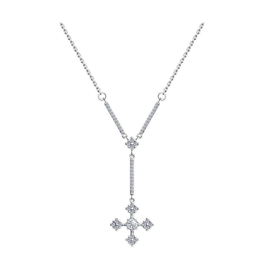 Halsketten SOKOLOV Jewelry | Silber Halskette Mit Anh Nger Mit Swarovski Zirkonia, Wei