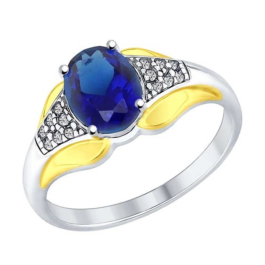 Ringe SOKOLOV Jewelry | Silber Ring Vergoldet Mit Saphir Und Zirkonia, Blau