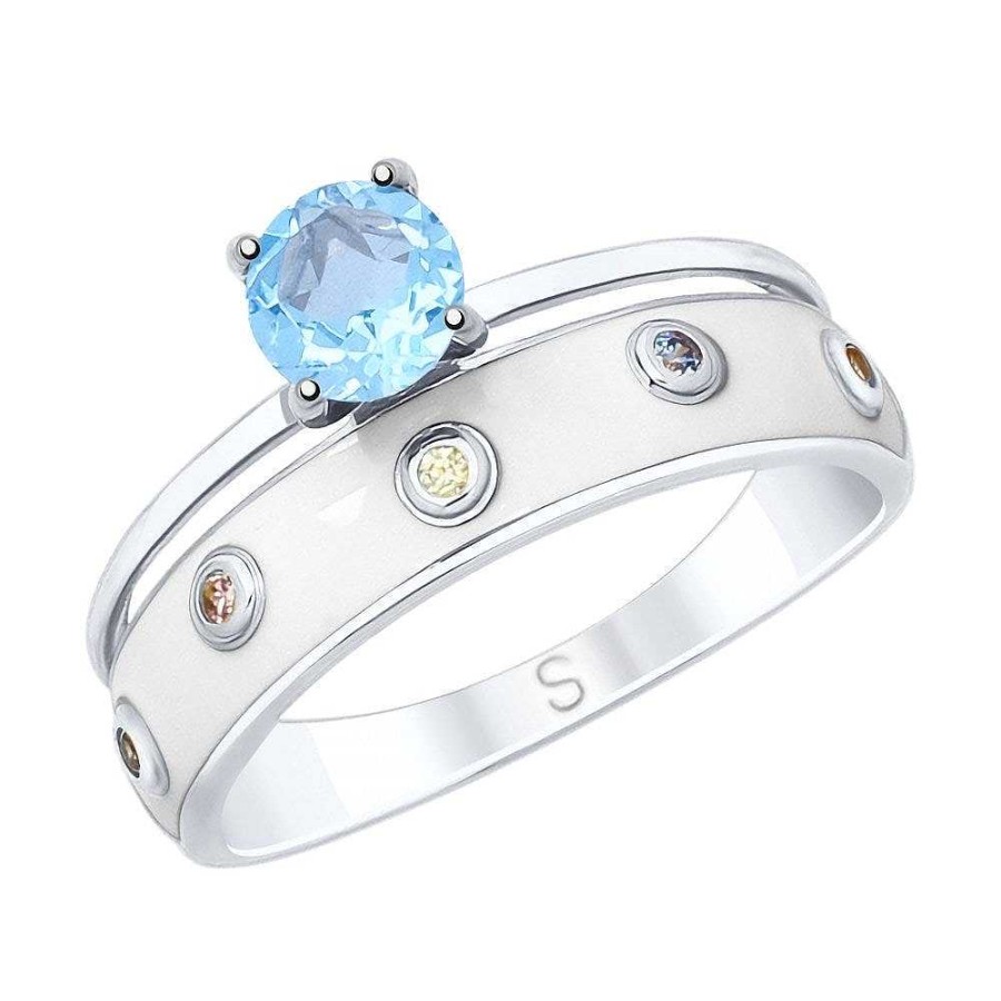 Ringe SOKOLOV Jewelry | Silber Ring Mit Topas, Emaille Und Zirkonia, Blau