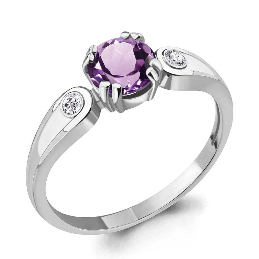 Ringe AQUAMARINE Jewelry | Silber Ring Mit Amethyst Und Zirkonia, Violett