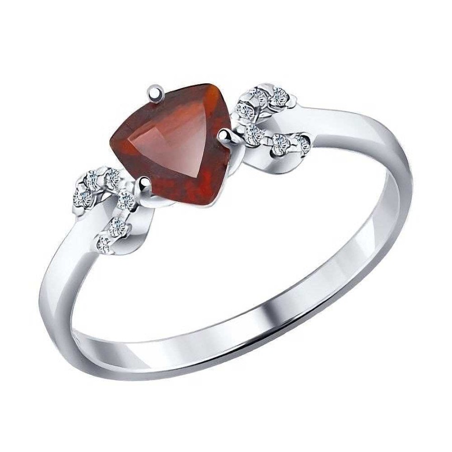 Ringe SOKOLOV Jewelry | Silber Ring Mit Granat Und Zirkonia, Rot