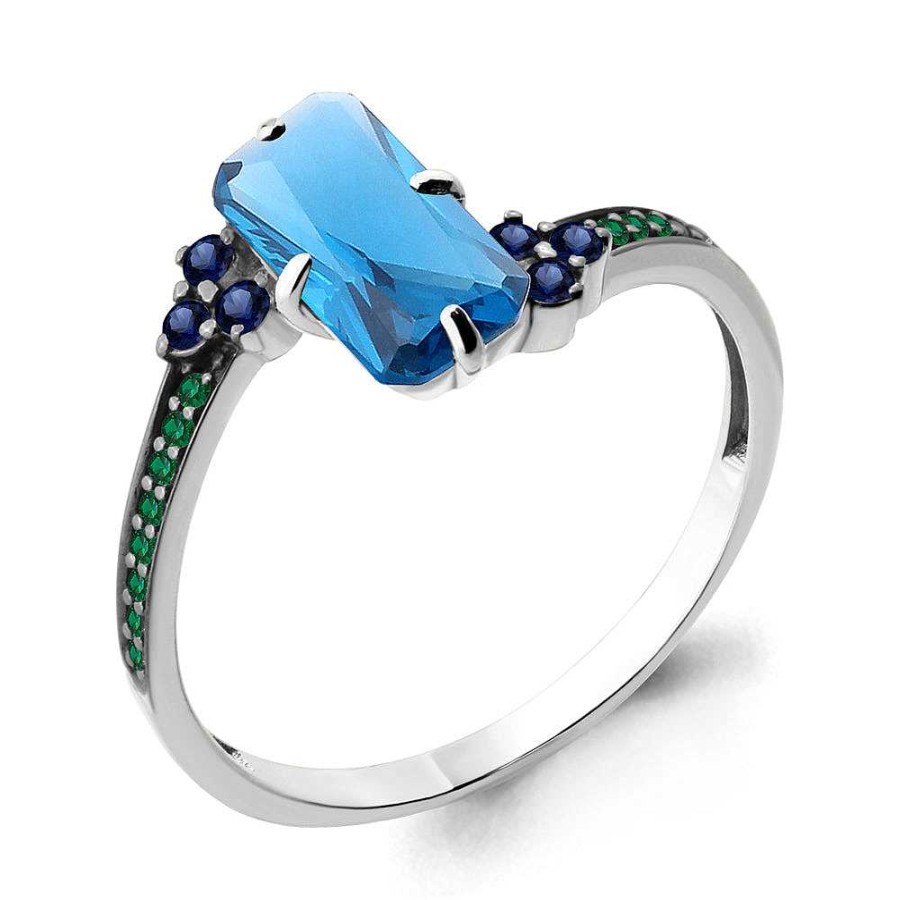 Ringe AQUAMARINE Jewelry | Silber Ring Mit London Blue Topas Und Zirkonia, Blau