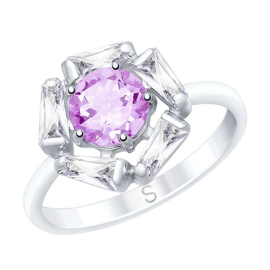 Ringe SOKOLOV Jewelry | Silber Ring Mit Amethyst Und Zirkonia, Violett