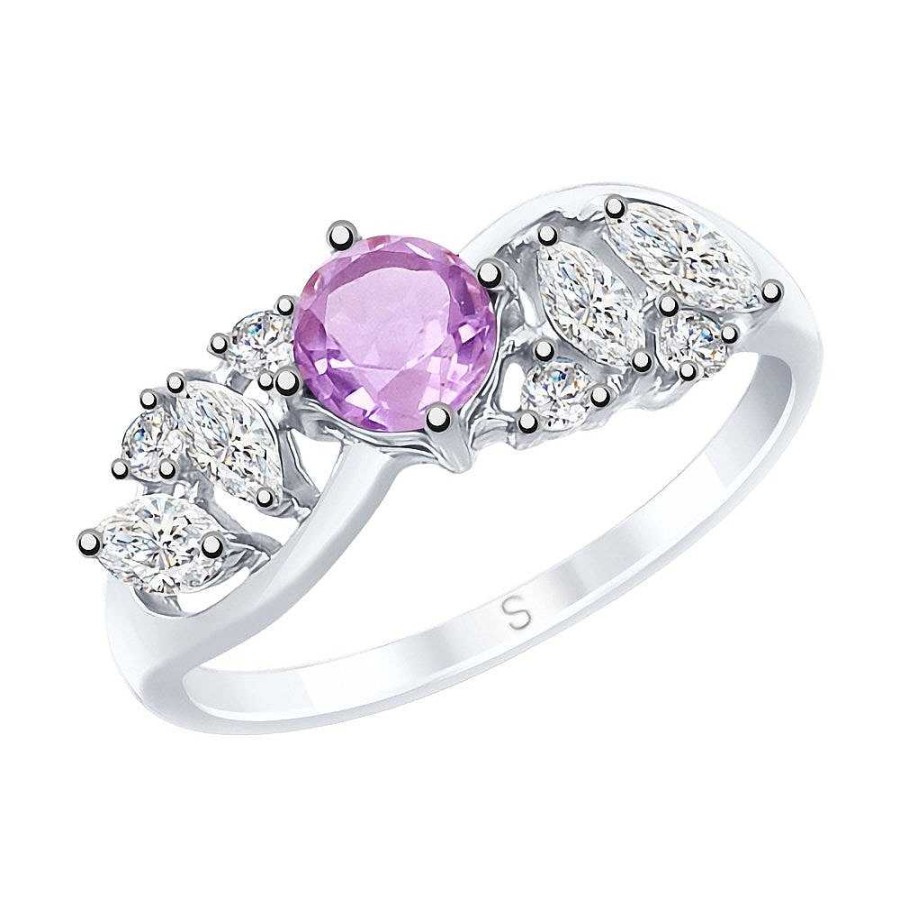 Ringe SOKOLOV Jewelry | Silber Ring Mit Amethyst Und Zirkonia, Violett