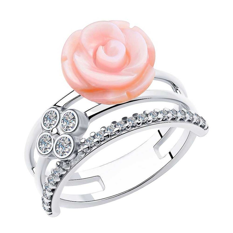 Ringe SOKOLOV Jewelry | Silber Ring Mit Perlmutt Und Zirkonia, Rosa