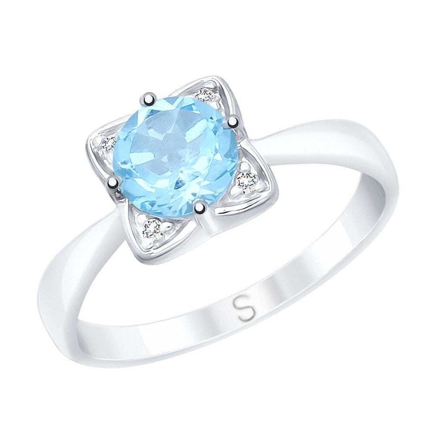 Ringe SOKOLOV Jewelry | Silber Ring Mit Topas Und Zirkonia, Blau