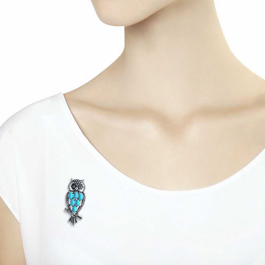 Broschen SOKOLOV Jewelry | Silber Brosche Mit T Rkis, Blau