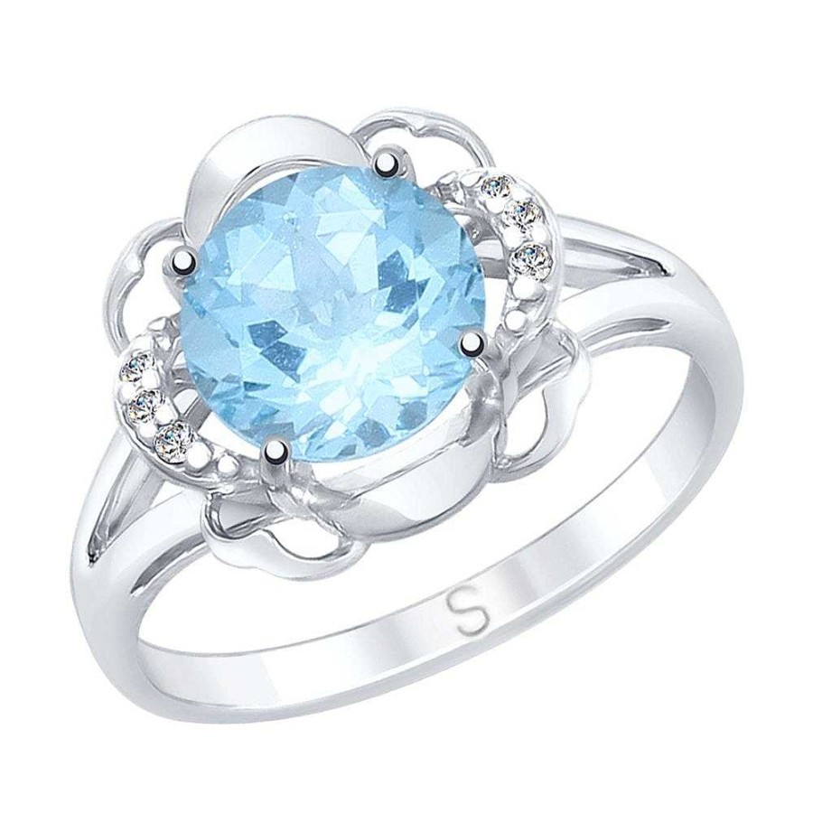 Ringe SOKOLOV Jewelry | Silber Ring Mit Topas Und Zirkonia, Blau