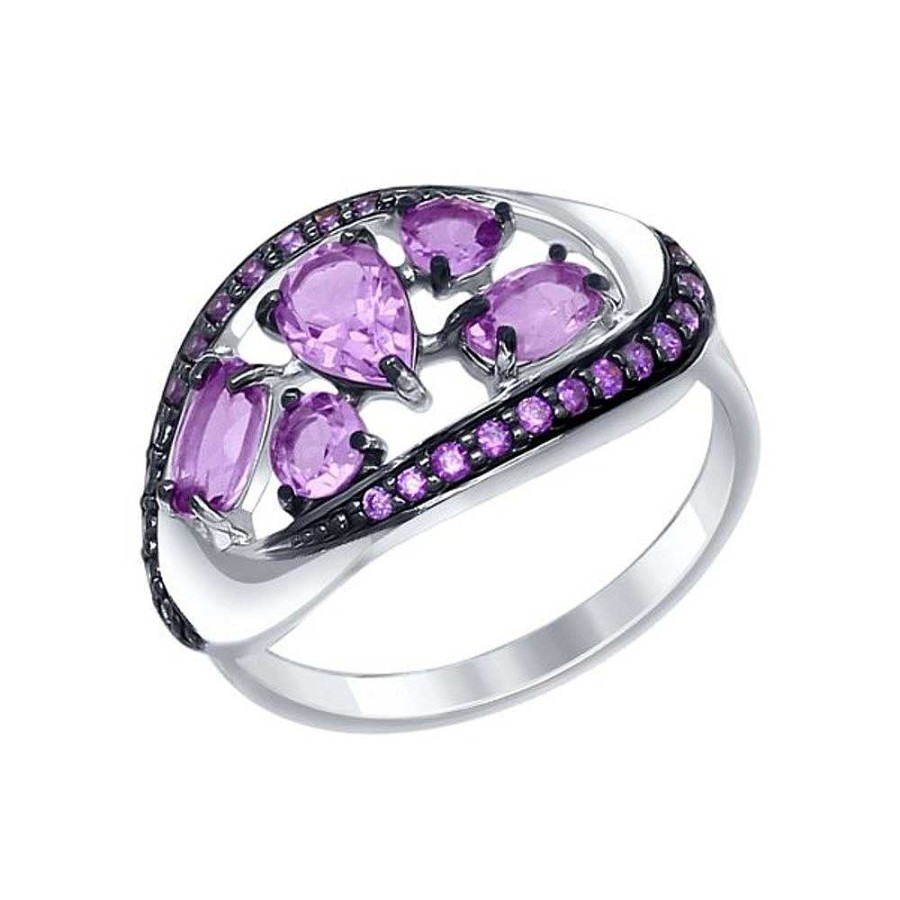 Ringe SOKOLOV Jewelry | Silber Ring Mit Amethyst Und Zirkonia, Violett