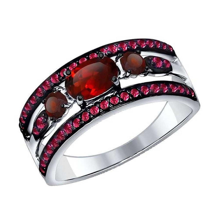 Ringe SOKOLOV Jewelry | Silber Ring Mit Granat Und Zirkonia, Rot