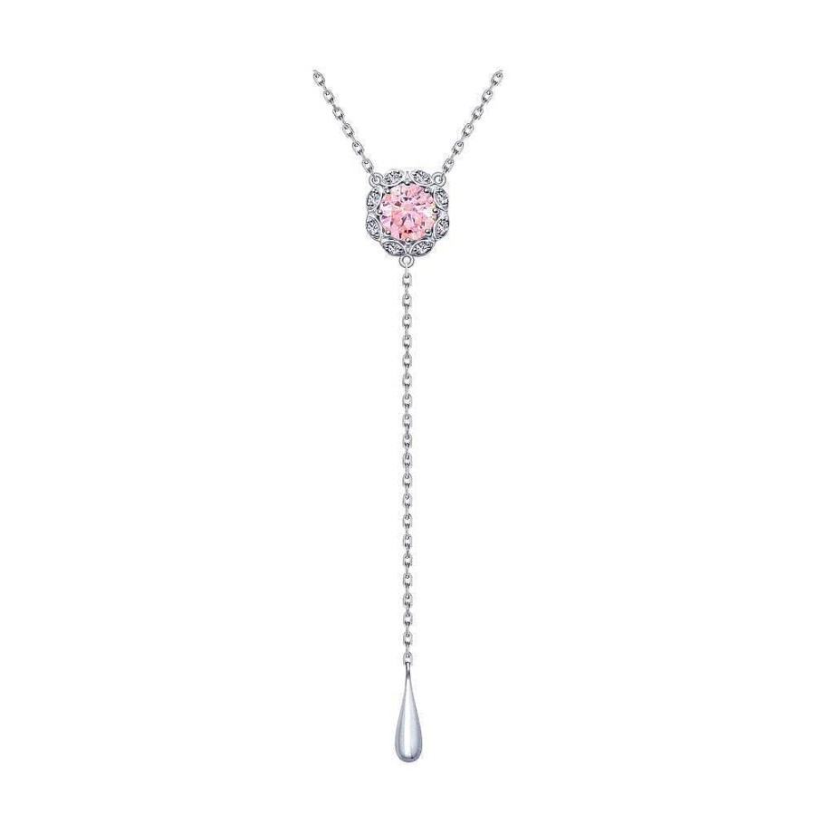 Halsketten SOKOLOV Jewelry | Silber Halskette Mit Anh Nger Mit Zirkonia, Rosa