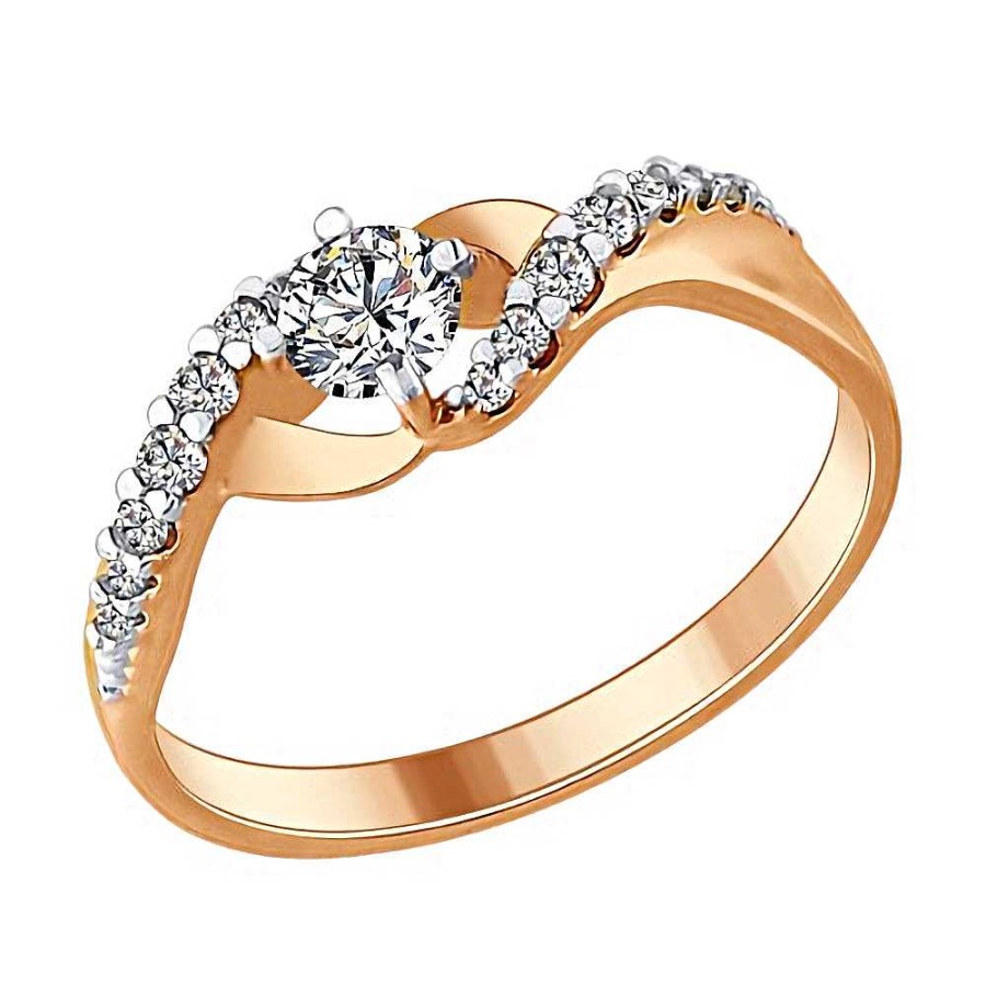 Ringe SOKOLOV Jewelry | Silber Ring Vergoldet Mit Swarovski Zirkonia, Wei