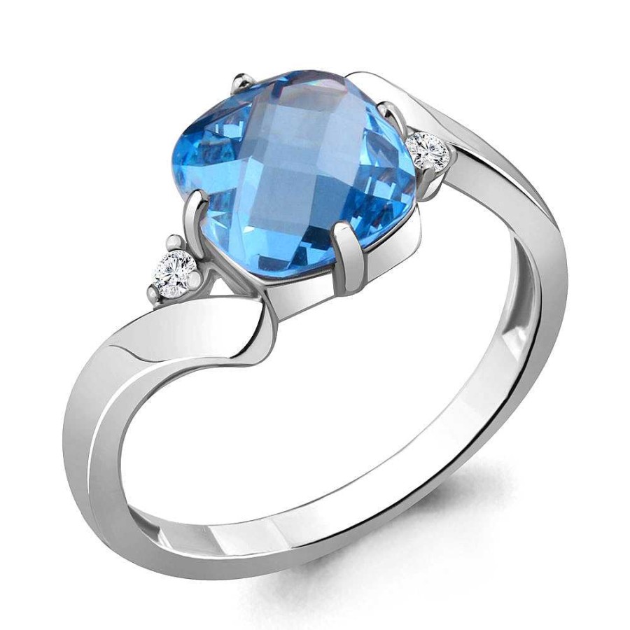 Ringe AQUAMARINE Jewelry | Silber Ring Mit Topas Und Zirkonia, Blau