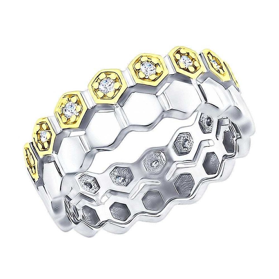 Ringe SOKOLOV Jewelry | Silber Ring Vergoldet Mit Swarovski Zirkonia, Wei