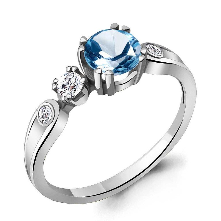 Ringe AQUAMARINE Jewelry | Silber Ring Mit Topas Und Zirkonia, Blau