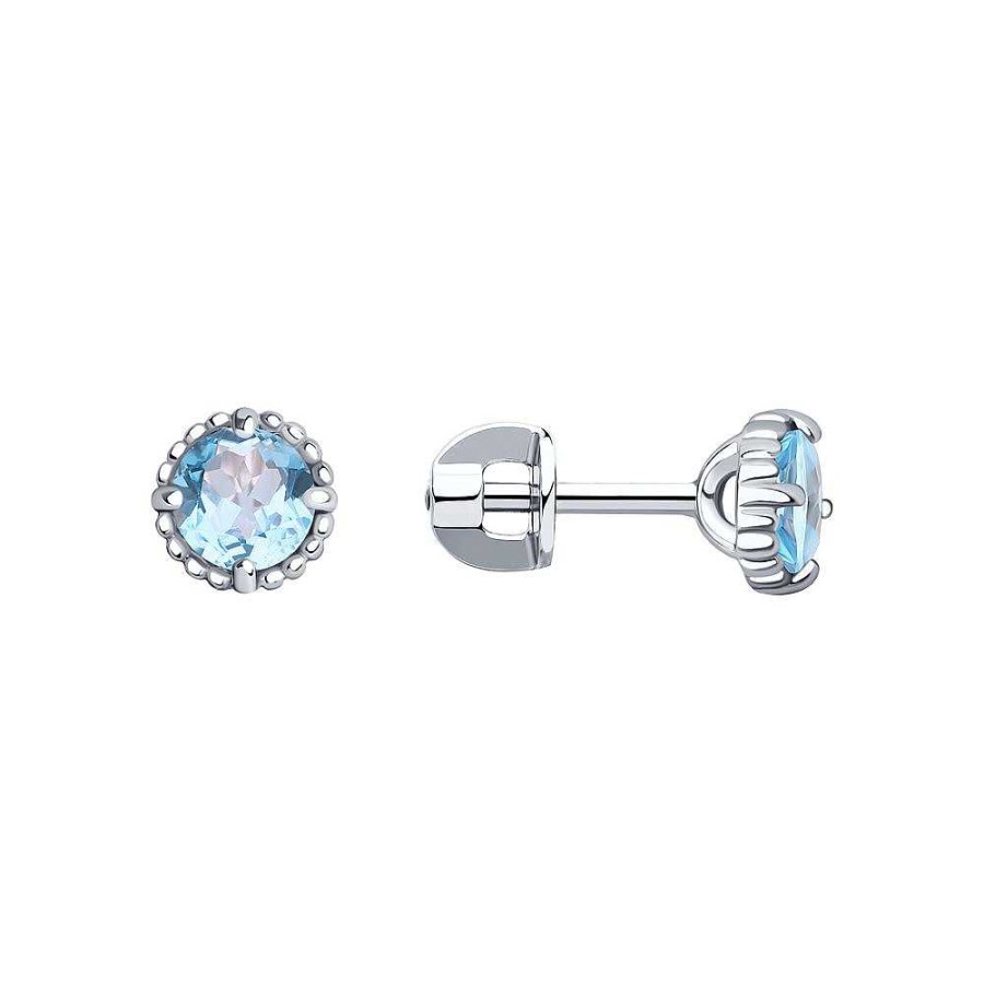 Ohrringe SOKOLOV Jewelry | Silber Ohrstecker Mit Topas, Blau