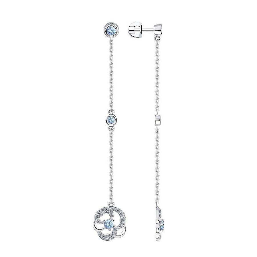 Ohrringe SOKOLOV Jewelry | Silber Ohrstecker Mit Zirkonia, Blau