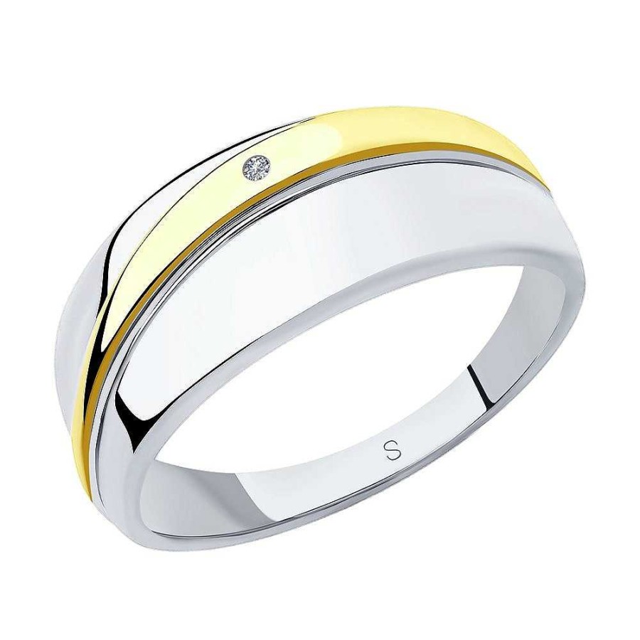 Ringe SOKOLOV Jewelry | Silber Ring Vergoldet Mit Brillant, Wei